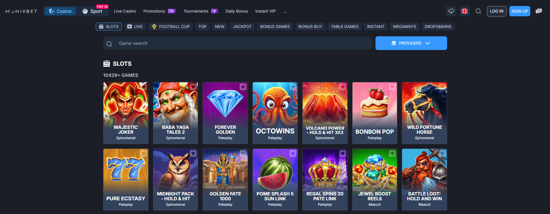 monixbet casino games